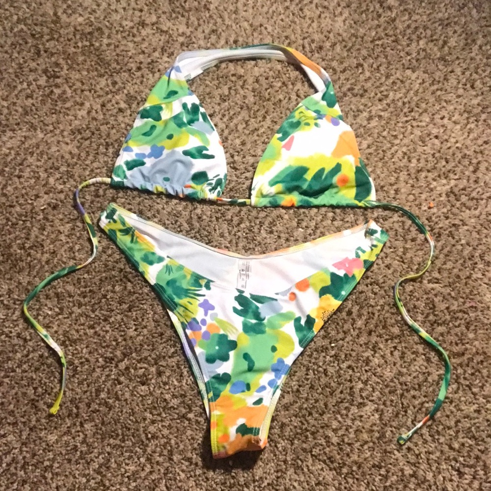 Swimming suit 3 piece multicolored with flowers